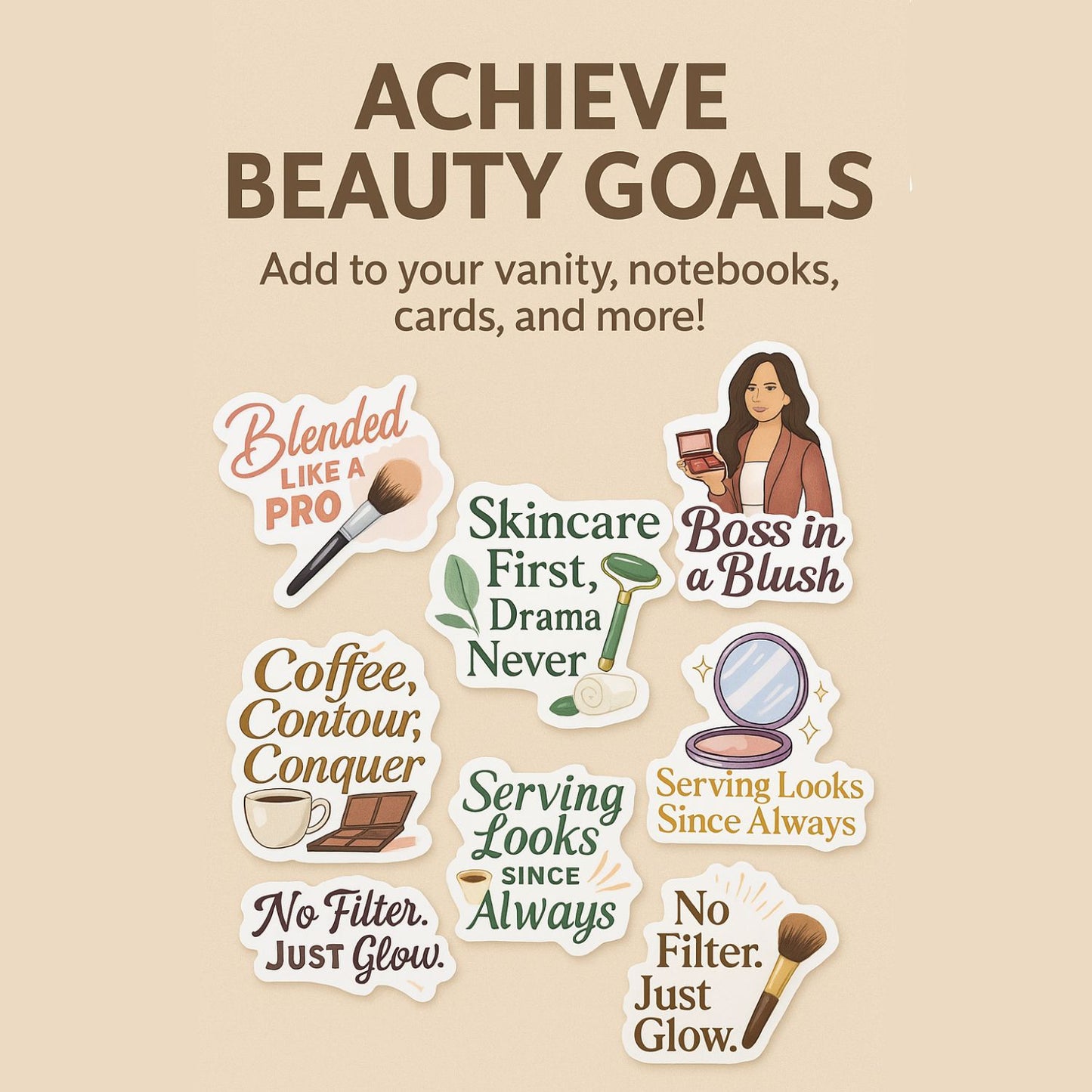 Glow Up Goals: Beauty Creator Sticker Pack