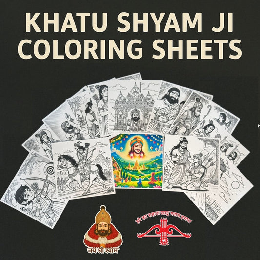 Shree Khatu Shyam Ji Coloring Set – 11 Mythological Sheets + 2 Divine Stickers