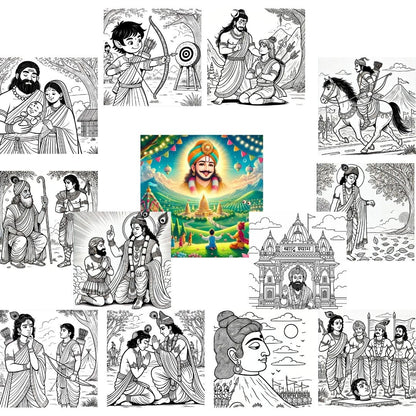 Shree Khatu Shyam Ji Coloring Set – 11 Mythological Sheets + 2 Divine Stickers