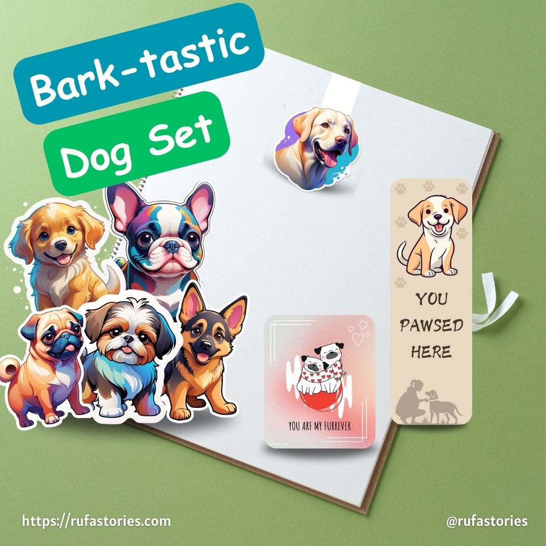 Creative Pack: Dog Stickers, Magnetic Bookmarks & Cards