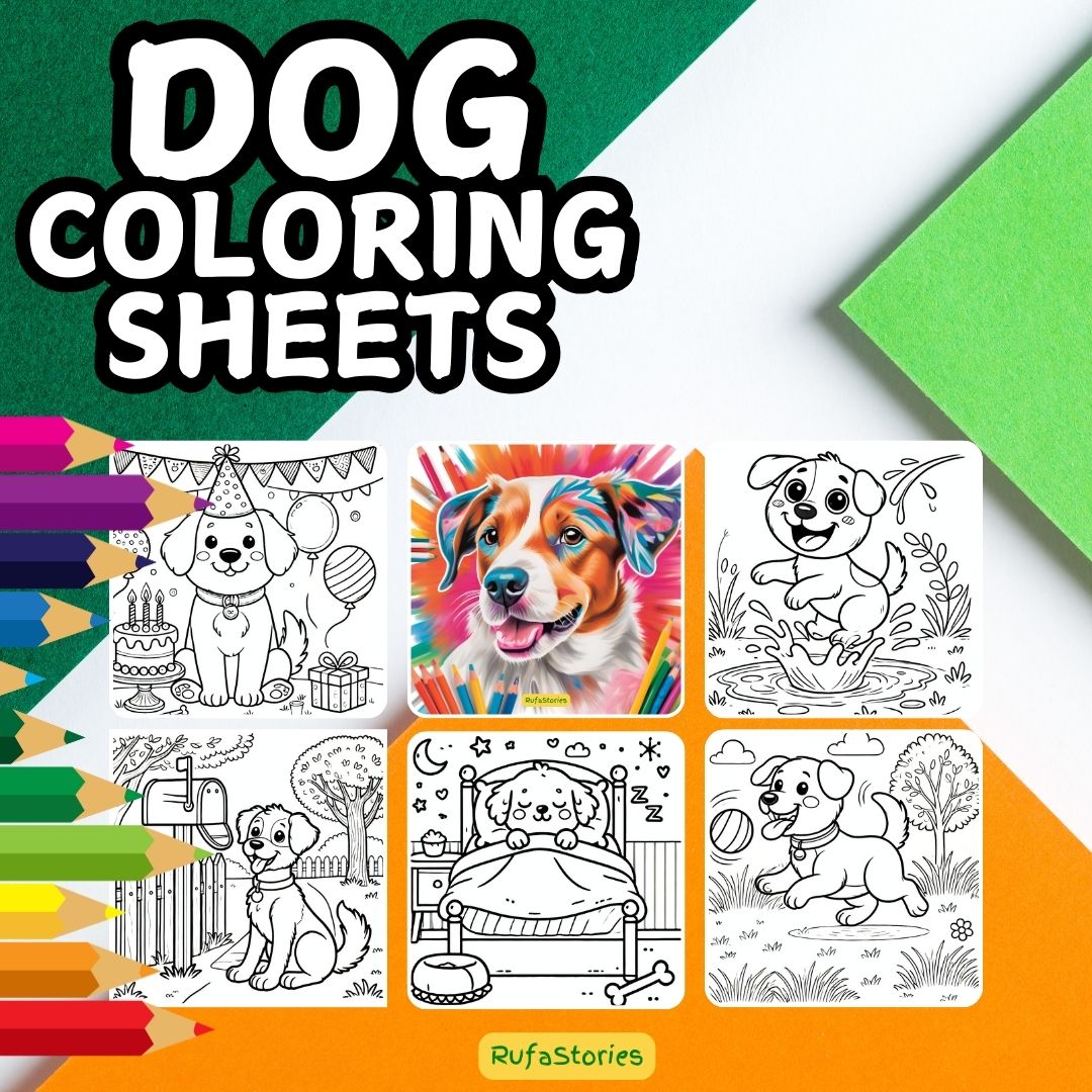 Dog Fun Pack – Stickers, Coloring Sheets, Magnetic Card & Bookmark | Perfect for Dog Lovers & Kids