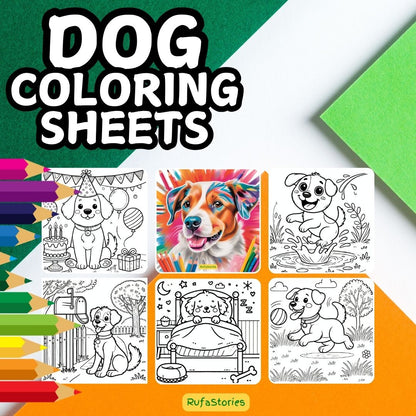 Dog Fun Pack – Stickers, Coloring Sheets, Magnetic Card & Bookmark | Perfect for Dog Lovers & Kids
