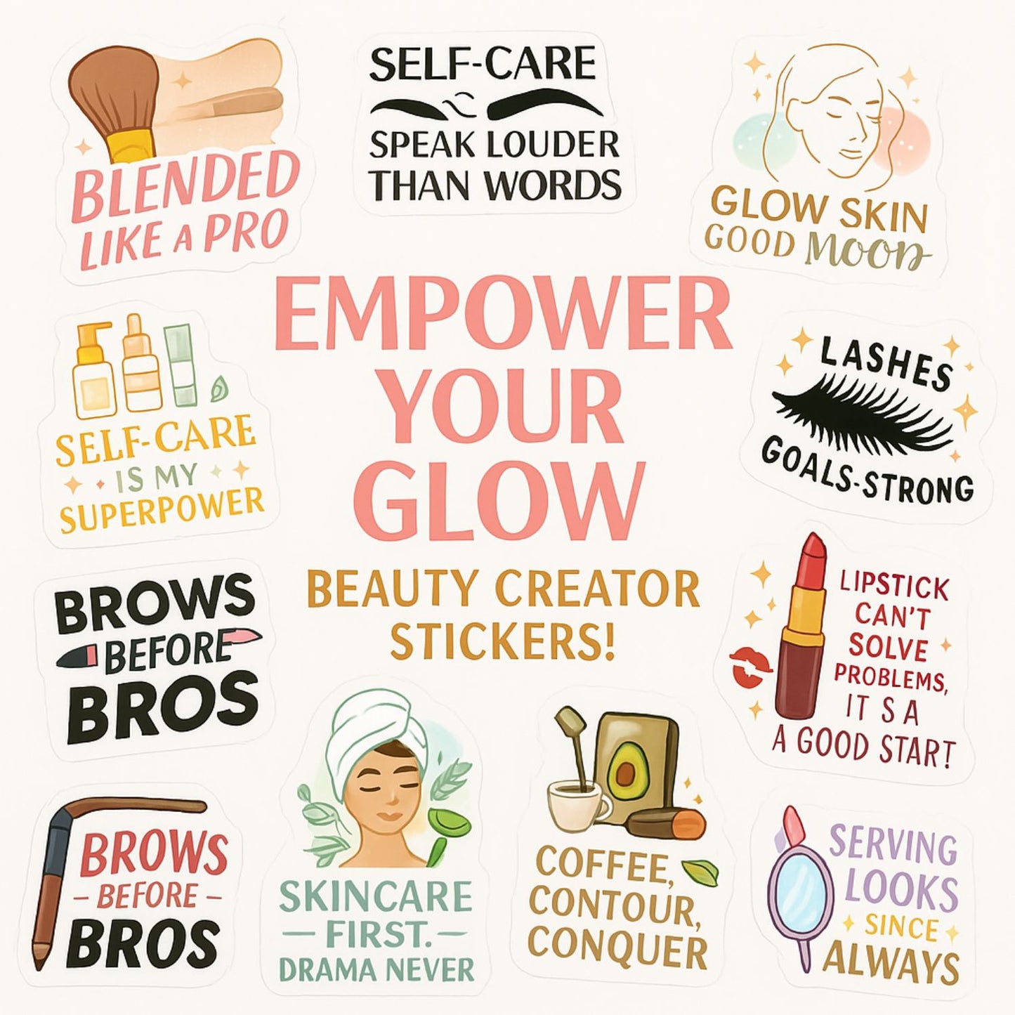 Glow Up Goals: Beauty Creator Sticker Pack