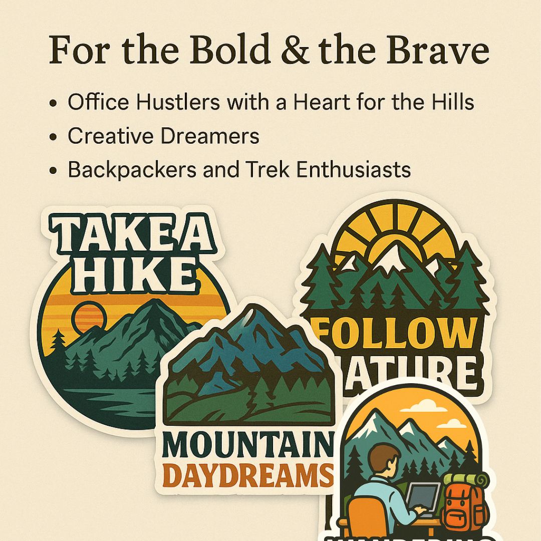 Wander & Work Sticker Set – Adventure-Inspired Motivation for Modern Dreamers