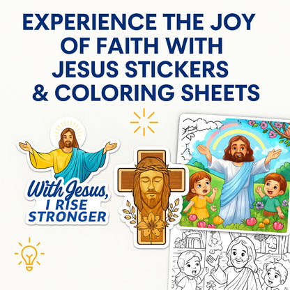 Color & Faith: Jesus Coloring Sheets + Stickers Set