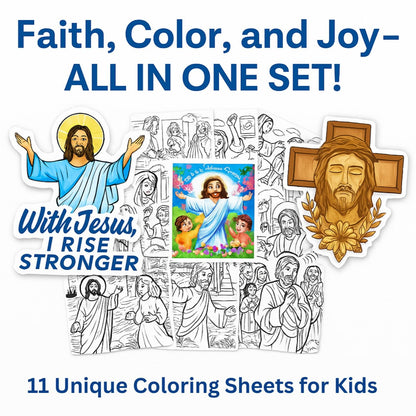 Color & Faith: Jesus Coloring Sheets + Stickers Set