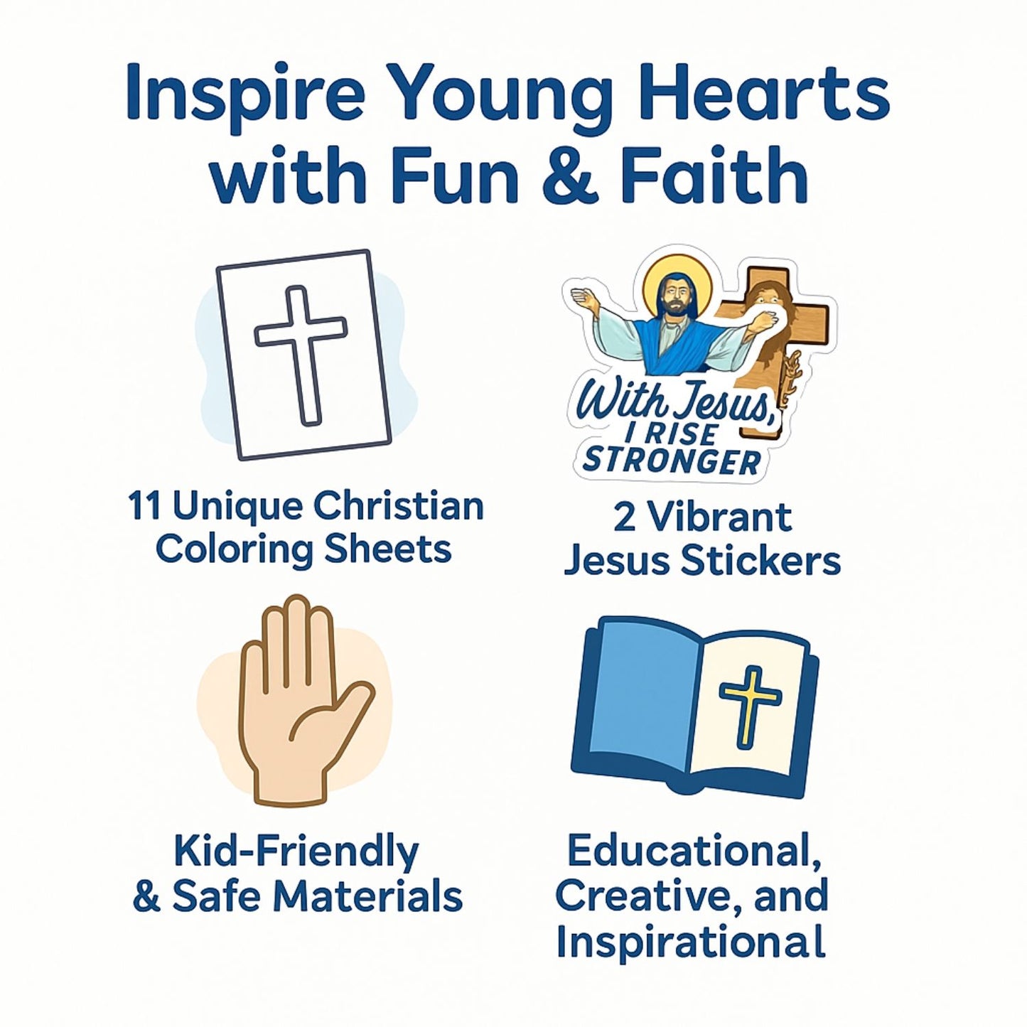 Color & Faith: Jesus Coloring Sheets + Stickers Set