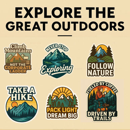 Wander & Work Sticker Set – Adventure-Inspired Motivation for Modern Dreamers
