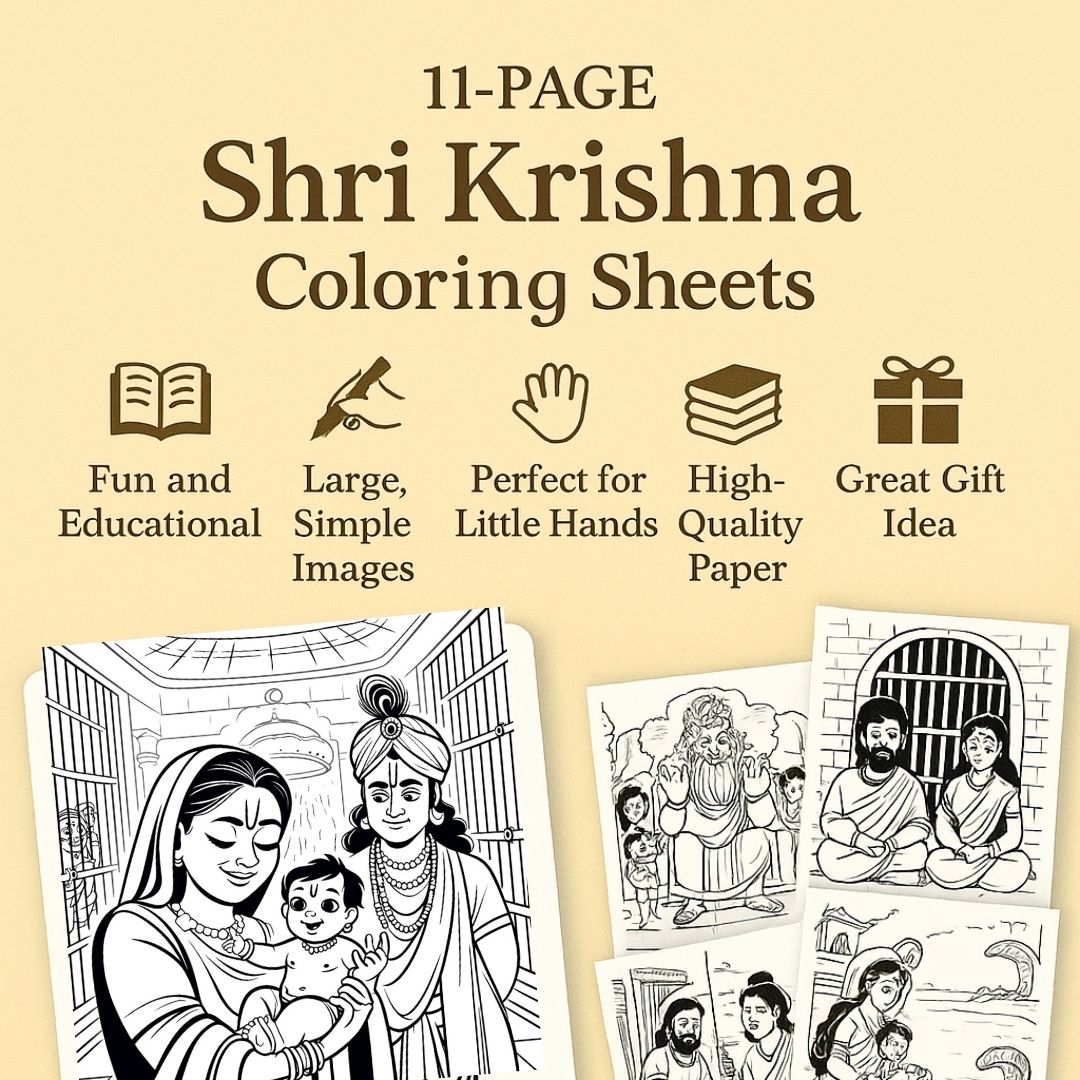 Shri Krishna Coloring Set with Blessing Stickers