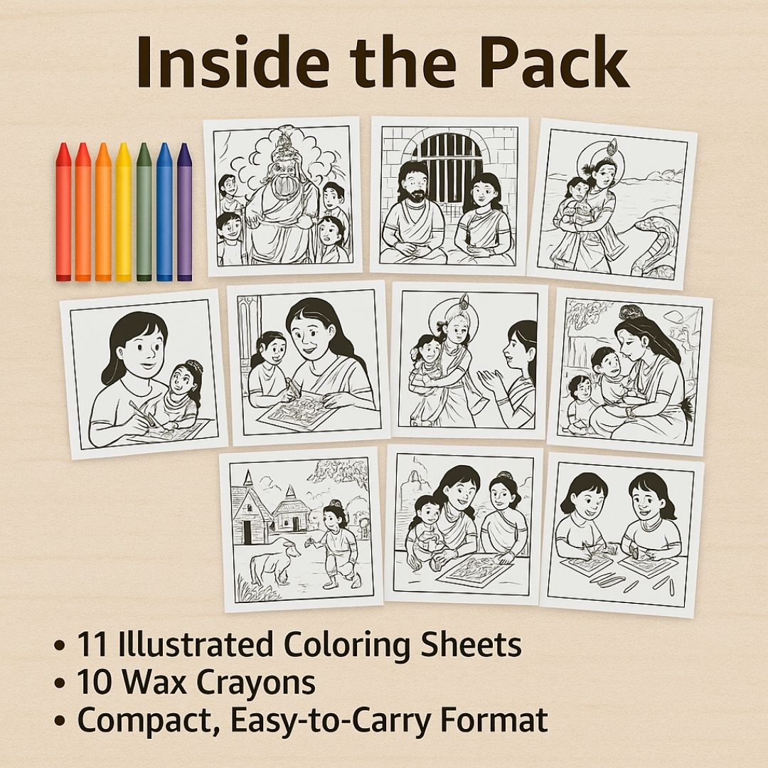 Shri Krishna Coloring Set with Blessing Stickers
