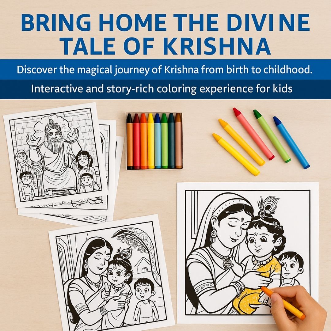 Shri Krishna Coloring Set with Blessing Stickers