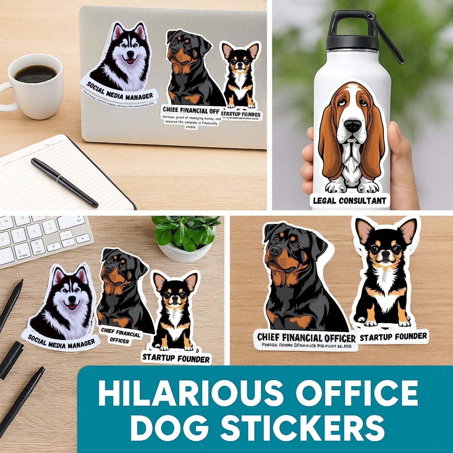 Hilarious Corporate Dog Stickers for Office Legends