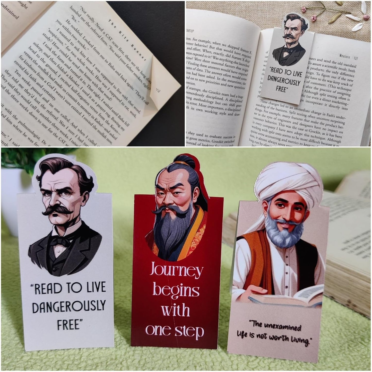 Philosophical Theme Magnetic Bookmark | Gift for Readers & Book Lovers | Set of 3