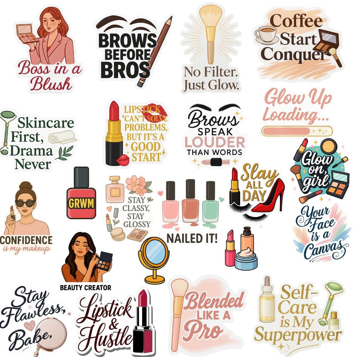 Glow Up Goals: Beauty Creator Sticker Pack