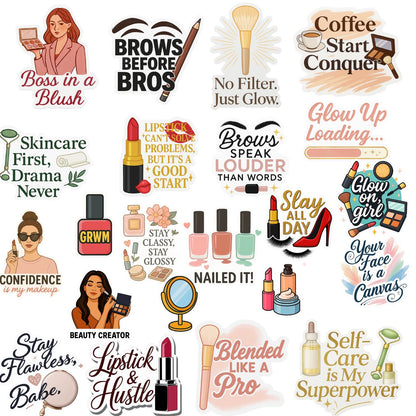 Glow Up Goals: Beauty Creator Sticker Pack