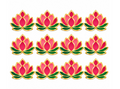 RufaStories Lotus Stickers for Diwali Decoration – Set of 12 | 7.5 × 5.5 cm Self-Adhesive Kamal Flower Stickers for Mandir, Pooja Room, Door, Wall, Tiles & Festive Home Decor | Pink, Green & Gold