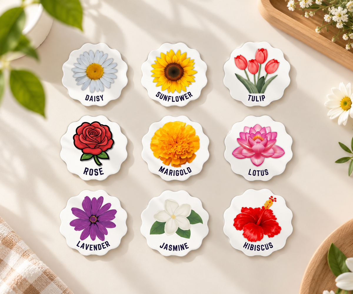 RufaStories Flower Fridge Magnets for Kids – Set of 9 | Educational Flower Magnets for Toddlers