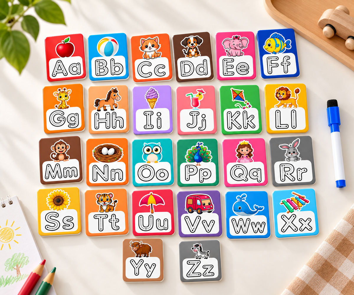 RufaStories ABC Magnetic Alphabet Cards for Kids – 26 Pcs A–Z | Capital & Small Letter Learning Magnets