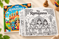RufaStories Ramayana Coloring Sheets for Kids – 11 Story Sheets with Crayons | Creative Activity Set