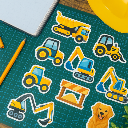 Build & Play: Construction Vehicle Stickers Set