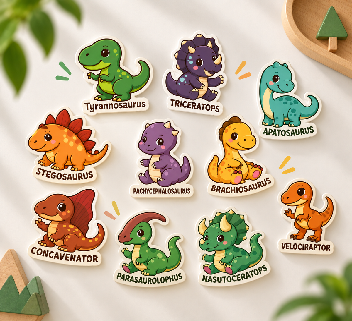 RufaStories Dinosaur Fridge Magnets for Kids  Set of 10 | Educational Dino Magnets for Toddlers