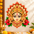RufaStories Durga Maa Large Sticker for Wall & Pooja Room, 7 x 6 Inch | Self Adhesive Durga Mata Face Sticker for Mandir, Door, Home & Temple Decoration | Navratri, Durga Puja & Festive Decor, Pack of 1