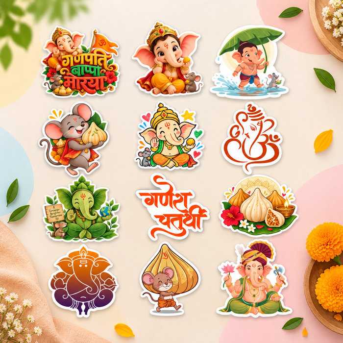 RufaStories Ganesh  Stickers Pack of 12 