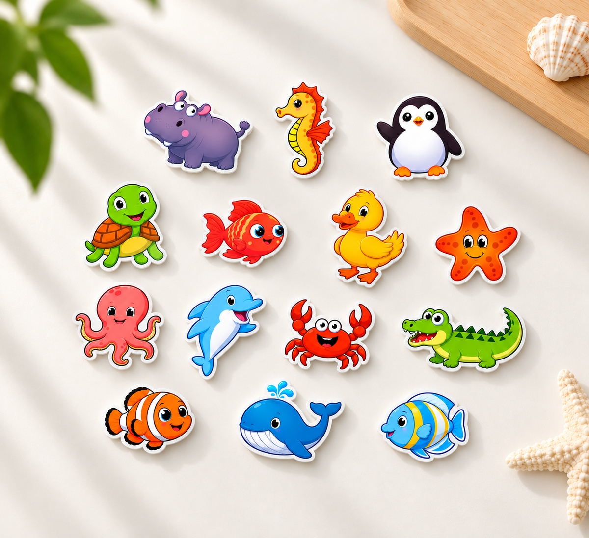 RufaStories Sea Animal Magnets for Kids – Set of 14 | Educational Fridge Magnets for Toddlers