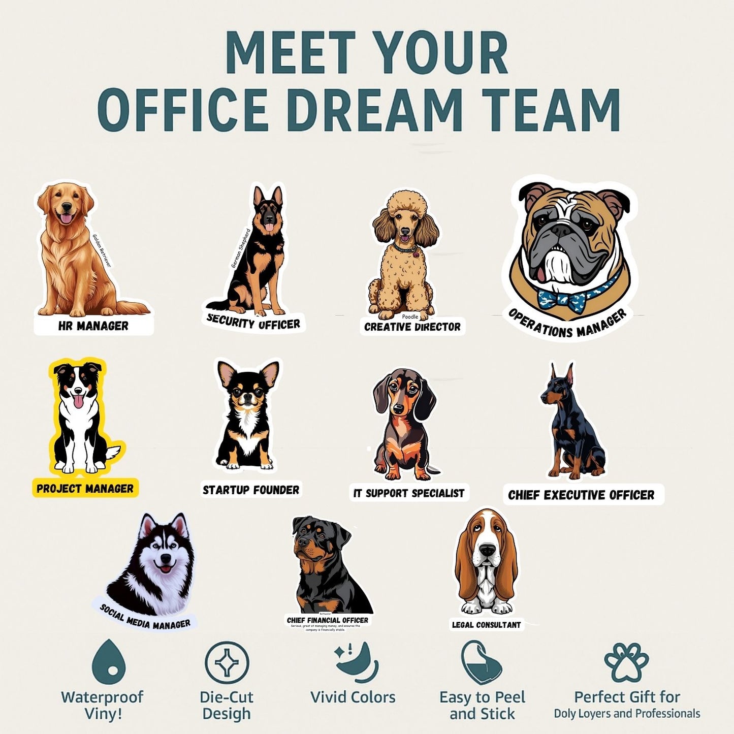 Hilarious Corporate Dog Stickers for Office Legends
