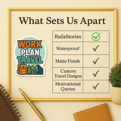Wander & Work Sticker Set – Adventure-Inspired Motivation for Modern Dreamers