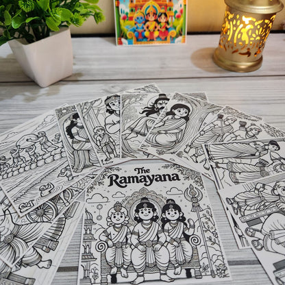 Interactive Ramayana Colouring Sheets for Kids | 11 Sheets to Color |