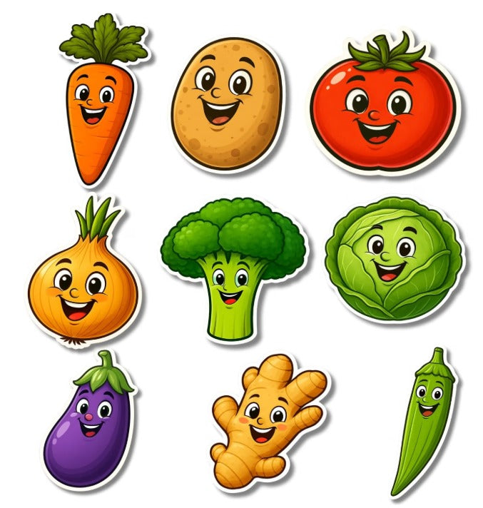 RufaStories Vegetable Fridge Magnets for Kids – Set of 9 | Educational Learning Magnets for Toddlers