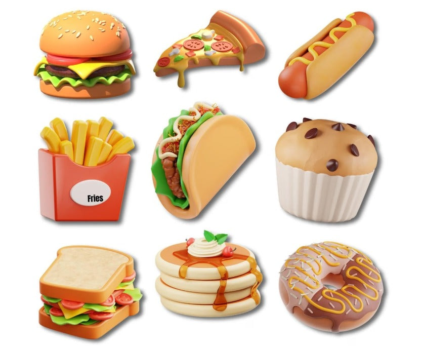 RufaStories Fast Food Fridge Magnets for Kids – Set of 9 | Fun Food Learning Magnets for Toddlers