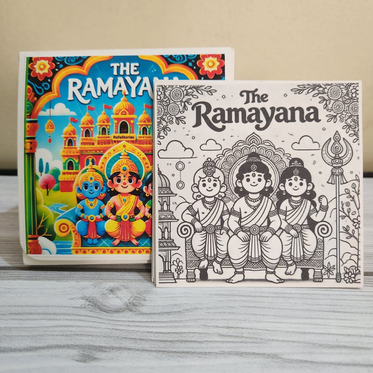 Ramayana Colouring Sheets for Kids | 11 Sheets to Color With Lord Rama Sticker & Magnetic Card