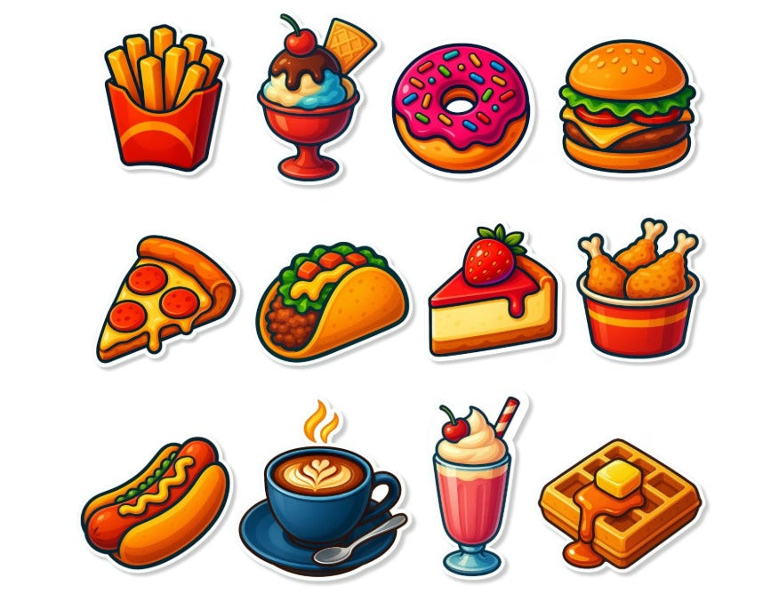 RufaStories Snack Food Fridge Magnets – Set of 12 | Cute Food Magnets for Kids & Kitchen Decor