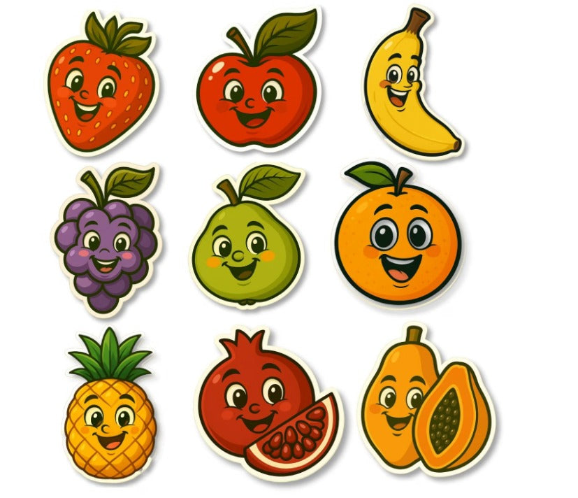RufaStories Fruit Fridge Magnets for Kids – Set of 9 | Colorful Educational Magnets for Toddlers