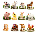 RufaStories Farm Animal Names Fridge Magnets for Kids – Set of 12 | Educational Learning Magnets for Toddlers