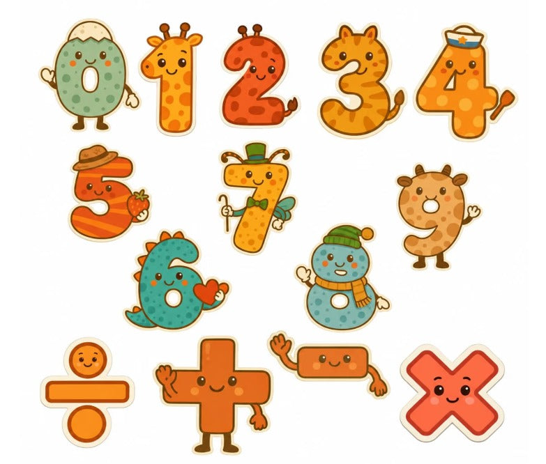 RufaStories Number & Math Symbols Fridge Magnets for Kids | Educational Math Magnets for Toddlers
