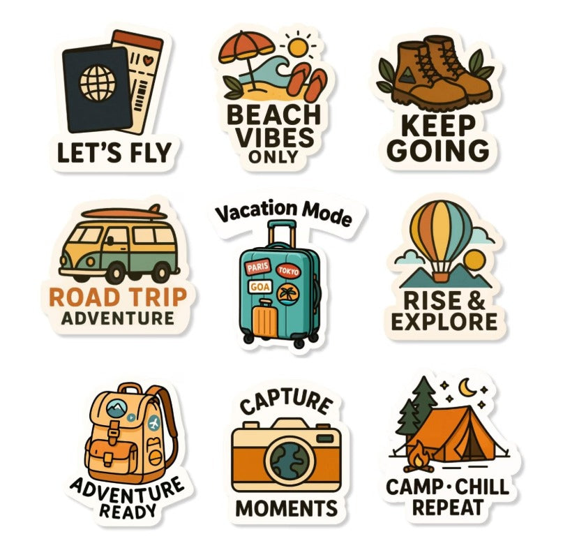 RufaStories Travel & Adventure Fridge Magnets – Set of 9 | Wanderlust Quote Magnets for Travel Lovers