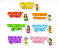 RufaStories Hindi-English Weekdays Fridge Magnets for Kids – Set of 7 | Bilingual Learning Magnets