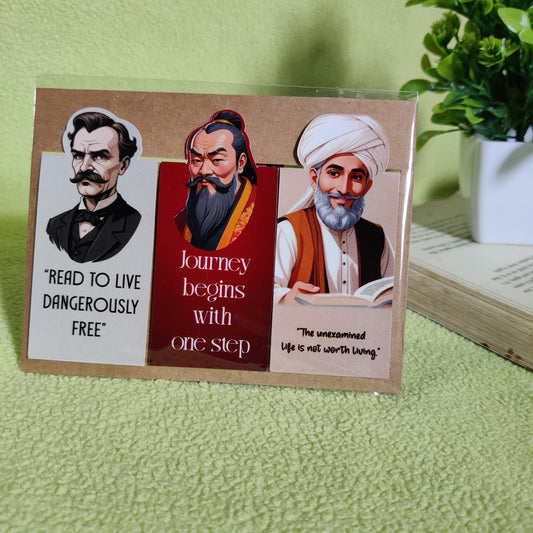 Philosophical Theme Magnetic Bookmark | Gift for Readers & Book Lovers | Set of 3